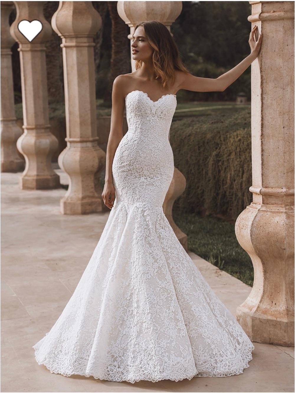 Strapless Lace Mermaid Wedding Gown - ivory